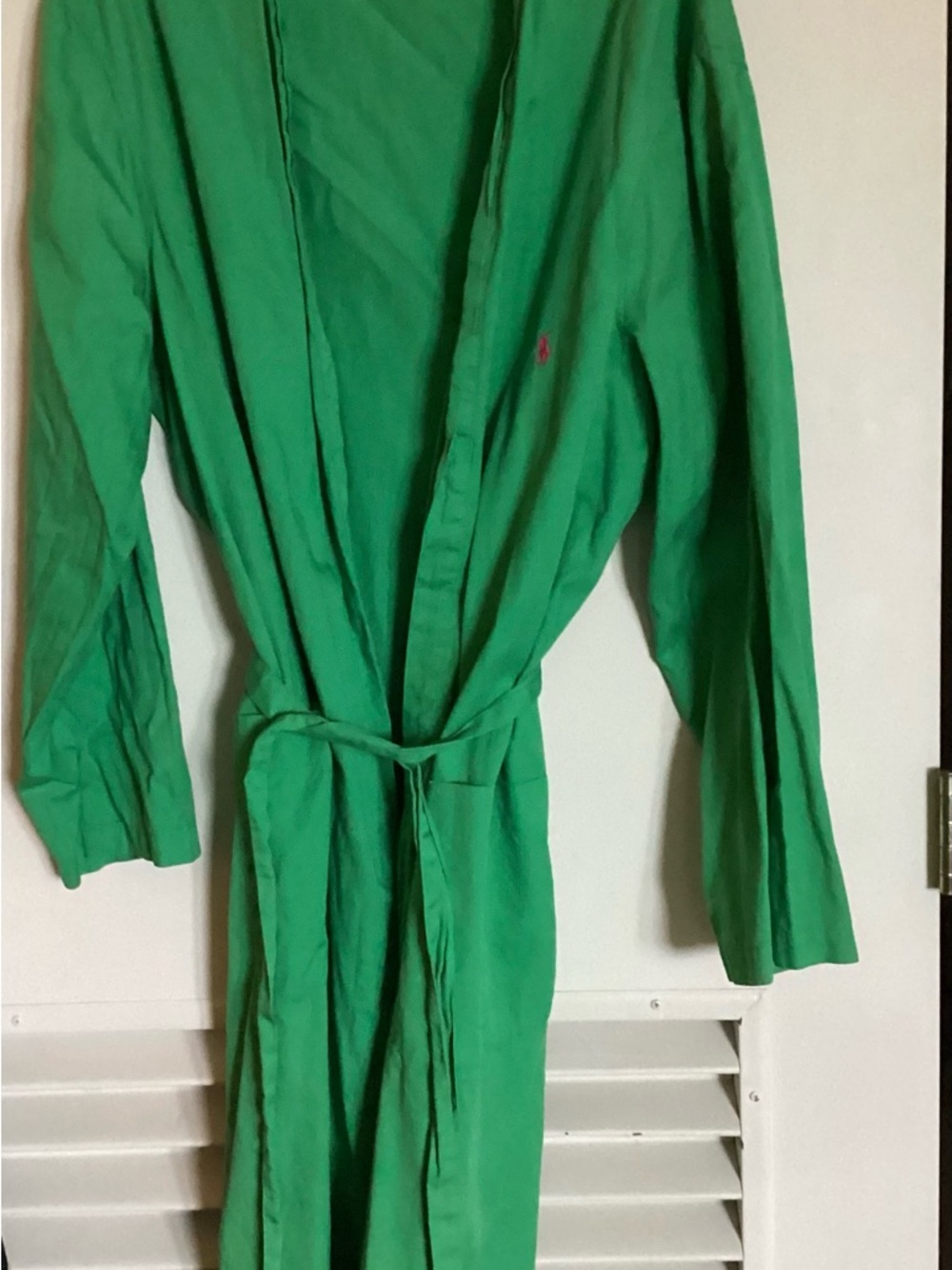 Polo Green Robe with Pink Embroidered Logo